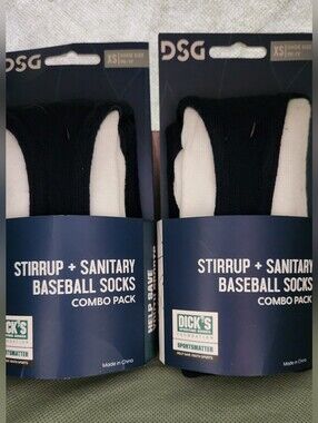DSG Stirrup & Sanitary Baseball Socks - Navy and White Combo -Two Packs Of 2